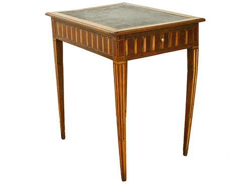 Walnut and Mixed Woods Inlaid 2-Drawer Table