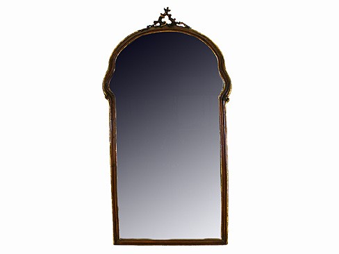 Carved Walnut and Gilt Trimmed Mirror