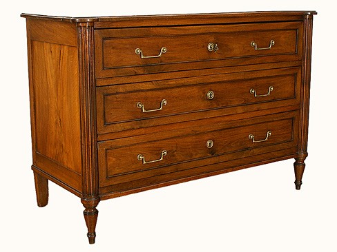 Carved Walnut 3-Drawer Commode 