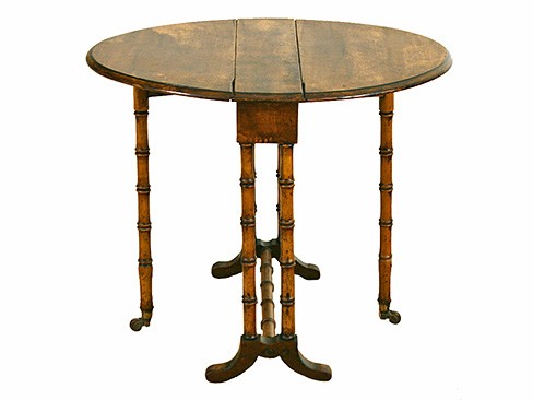 Faux Bamboo Diminutive Drop-Leaf Table 