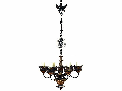 Giltwood 6-Arm Chandelier