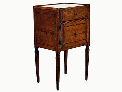 Light Walnut and Inlaid 1-Drawer Commode
