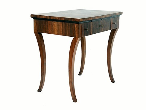 3-Drawer Table with Leather Covered Writing Slide