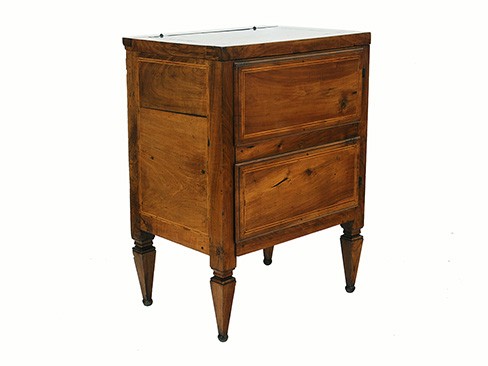 Walnut & Inlaid Hinged Top Commode