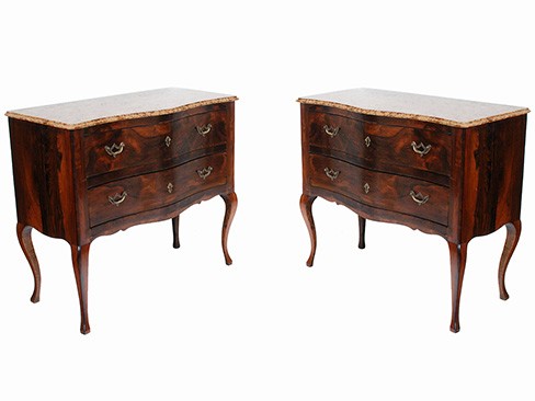 Marble Top 2-Drawer Commodes in Rosewood