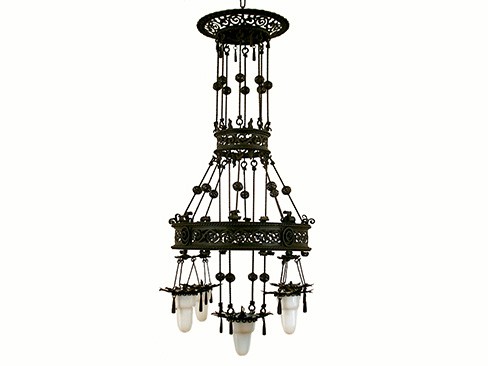 Elaborately Wrought Iron Chandelier