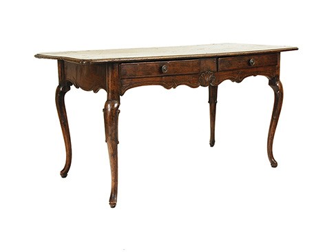 Carved Walnut 2-Drawer Writing Table