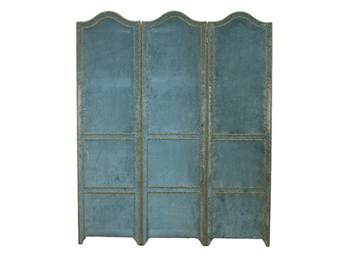 Velvet Upholstered 3-Panel Floor Screen