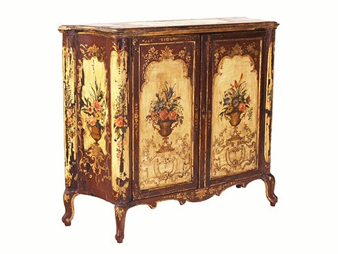 Floral Painted 2-Door Credenza
