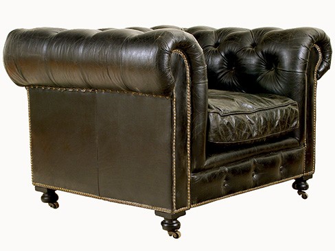 Substantial "Chesterfield" Tufted Leather Armchair