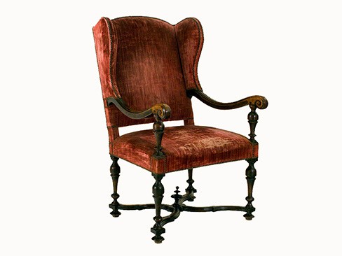 Walnut and Upholstered Poltrona