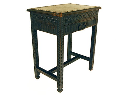 Hinged Top Carved Work Table