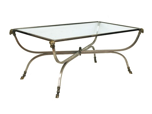 Polished Steel and Brass Coffee Table