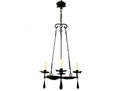 Painted and Wrought Iron 4-Light Chandelier
