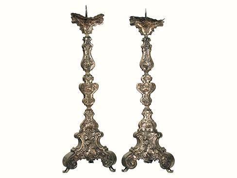 Pair of Silvered BrassTorcheres