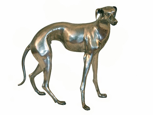 Silvered Bronze Life Size Sculpture of a Whippet