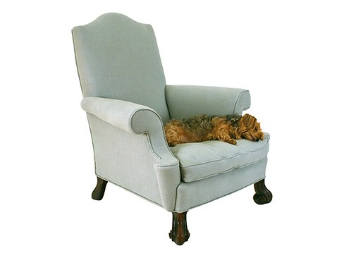 Carved Walnut and Upholstered Wing Chair