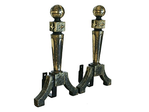 Pair of Brass Plated Andirons