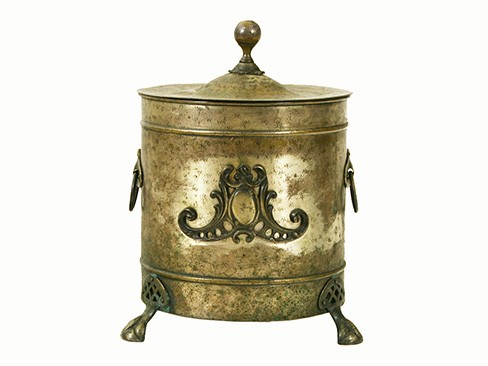 Silvered Brass Coal Bin