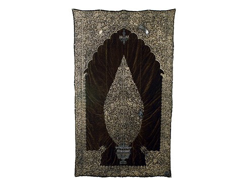 Velvet and Metallic Thread Handwoven Bed or Wall Cover