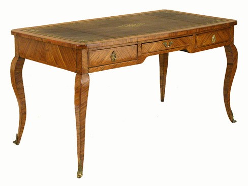 Bureau Plat of Rosewood Veneer with Leather Top