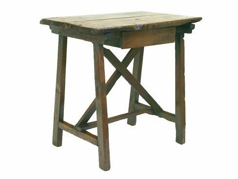 Walnut and Pine 1-Drawer Work Table