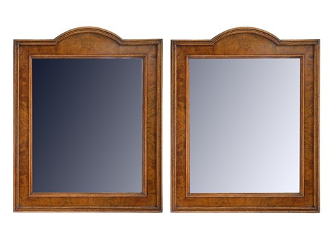 Pair of Walnut and Inlaid Mirrors