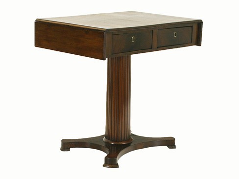 Mahogany 2-Drawer Drop Leaf Table