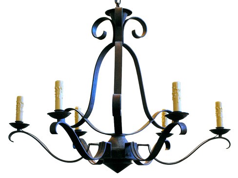 Wrought Iron Six Arm Chandelier