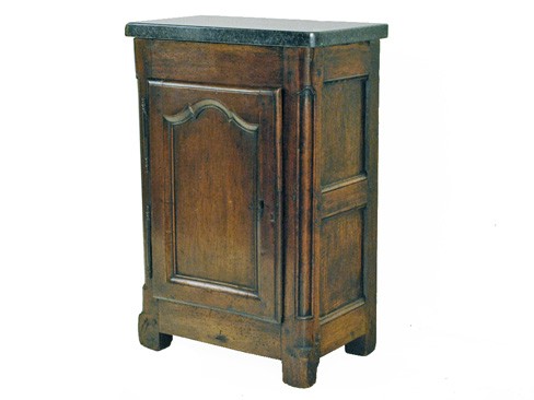 Carved Walnut and Marble Top Small Credenza