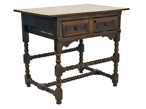 Turned Oak 1-Drawer Table