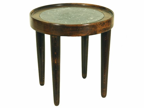 Walnut and Marble Top Side Table