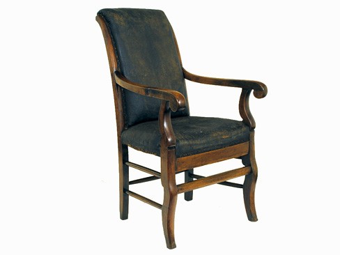 Walnut and Leather Fauteuil