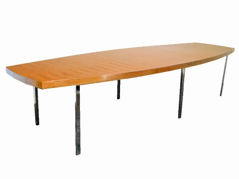 Birchwood and Chrome Dining/Conference Table