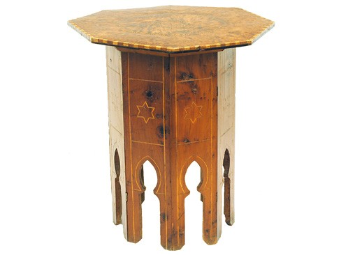 Walnut and Inlaid Octagonal Table