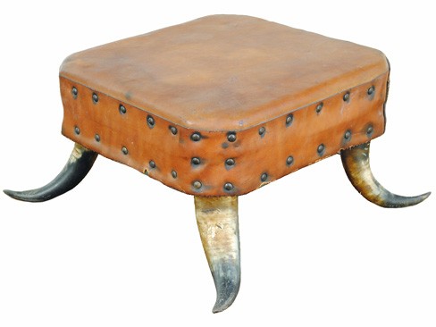 Leather Upholstered Horn Stool