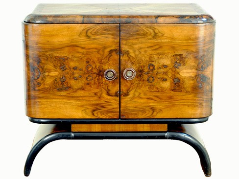 2-Door Walnut Veneered Bar Cabinet