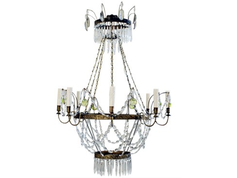 Brass and Glass Chandelier