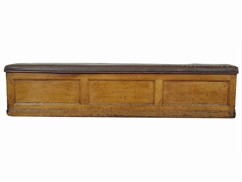 Oak and Leather Upholstered Bench