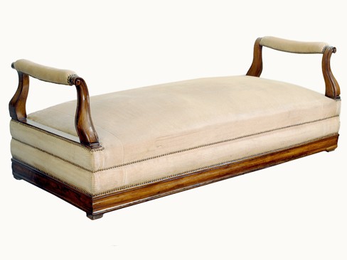 Walnut and Upholstered Bench