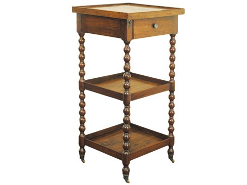 Walnut 3-Tier 1-Drawer Etagere
