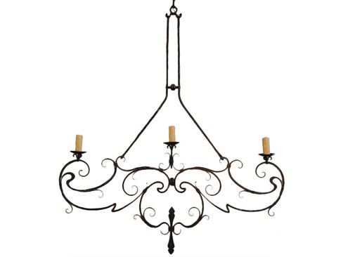 Wrought Iron 3-Light Horizontal Chandelier