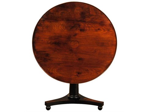 Walnut and Ebonized Tilt Top Table