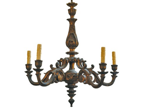 Giltwood 5-Arm Chandelier