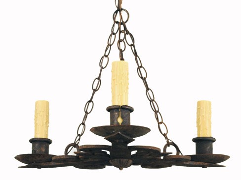 Wrought Iron 3-Arm Chandelier