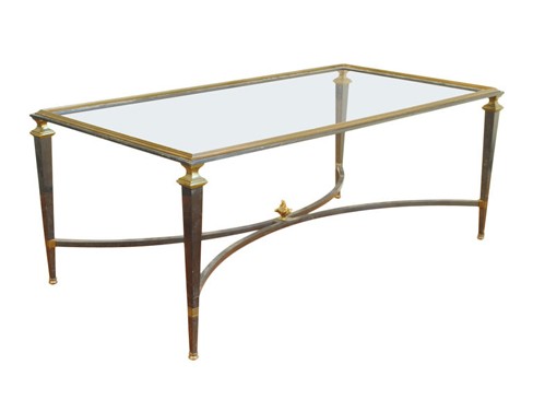"Charles & Fil" Steel and Brass Coffee Table, stamped