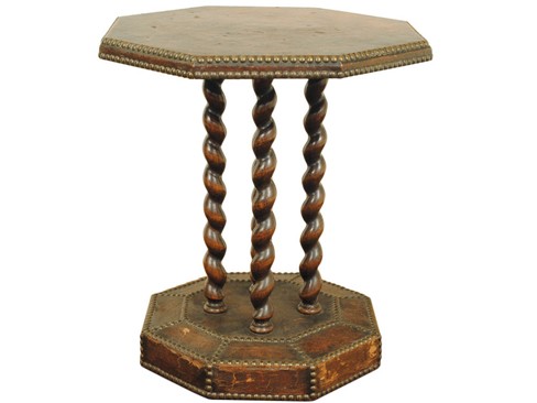 Leather Uphostered and Walnut Table