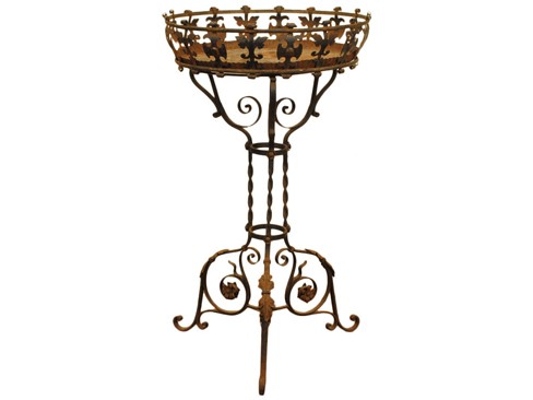 Wrought Iron and Gilt Metal Plant Stand