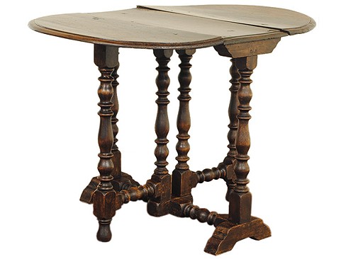 Walnut and Oak Drop-Leaf Table