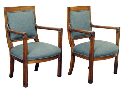 Pair of Fruitwood Upholstered Fauteuils